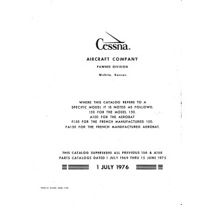 Cessna 150, A150, F150 and FA150 Parts Catalog 1969 thru 1976