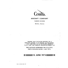 Cessna 172, F172 and Skyhawk Models Parts Catalog 1975