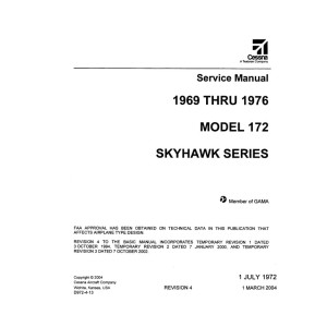 Cessna 172 Skyhawk Series Service Repair Manual 1969 thru 1976 Revised 2004