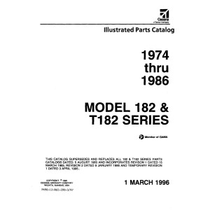 Cessna 182 and T182 Series Parts Catalog 1974 thru 1986 Revised 1996