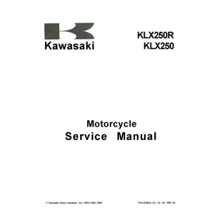 Kawasaki KLX250, KLX250R Motorcycle Service Workshop Manual 1993 - 1997