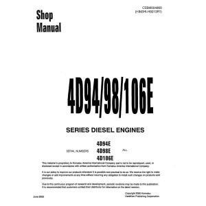 Komatsu 4D94E, 4D98E, 4D106E-2 Series Diesel Engines Shop Service Manual