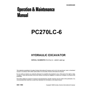 Komatsu PC270LC-6 Hydraulic Excavator Operation Maintenance Manual Komatsu PC270LC-6 Hydraulic Excavator Operation Maintenance Manual