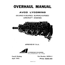 Lycoming Geared & Geared Supercharged Aircraft Engines 60294-5 Overhaul Manual 1970 - 1976