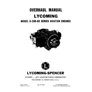 Lycoming O-290-D2 Series Aviation Engines 60298-1 Overhaul Manual