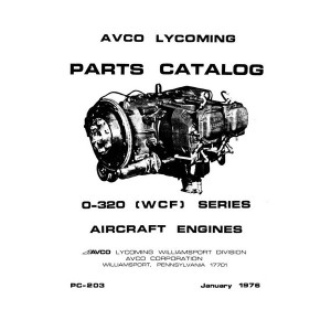 Lycoming O-320 Series Wide Cylinder Flange Model PC-203 Aircraft Engines Parts Catalog 1976