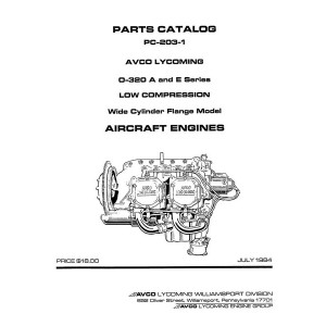 Lycoming O-320A and E Series Low Compression WCF Model PC-203-1 Parts Catalog 1984