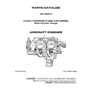 Lycoming O-360-A4N Model WCF Aircraft Engines PC-306-3 Parts Catalog 1982