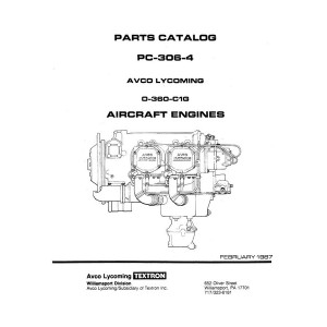 Lycoming O-360-C1G Aircraft Engines PC-306-4 Parts Catalog 1987