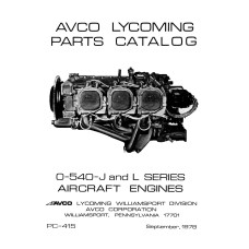 Lycoming O-540-J and L Series Aircraft Engines PC-415 Parts Catalog 1978