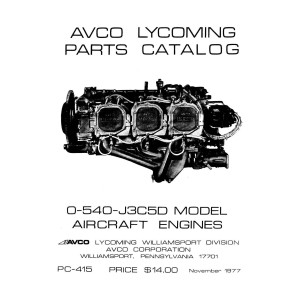 Lycoming O-540-J3C5D Model Aircraft Engines PC-415 Parts Catalog 1977