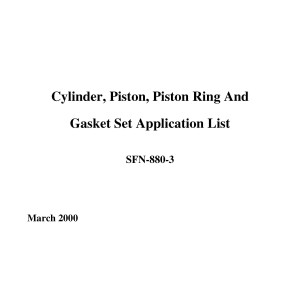 Lycoming 4 Cylinder Engines SFN-880-3 Cylinder, Piston, Piston Ring and Gasket Set Application List 2000