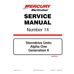Mercury Mercruiser No. 14 Sterndrive Units Alpha One Generation II Shop Service Repair Manual 2001 Mercury Mercruiser No. 14 Sterndrive Units Alpha One Generation II Shop Service Repair Manual 2001