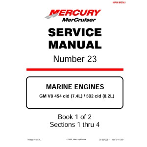 Mercury Mercruiser No. 23 Marine Engines GM V8 7.4L & 8.2L cid Shop Service Repair Manual 1999