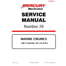 Mercury Mercruiser No.26 Marine Engines GM 4 Cylinder 181 cid 3.0L Service Repair Manual 1999 Mercury Mercruiser No.26 Marine Engines GM 4 Cylinder 181 cid 3.0L Service Repair Manual 1999