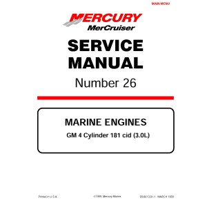 Mercury Mercruiser No.26 Marine Engines GM 4 Cylinder 181 cid 3.0L Service Repair Manual 1999
