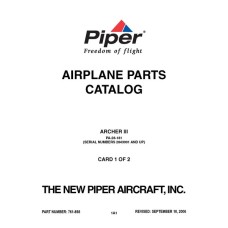Piper PA-28-181 Archer III 761-898 Airplane Parts Catalog 2006