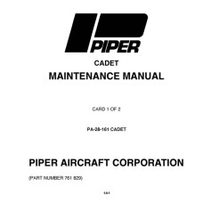 Piper PA-28-161 Cadet 761-829 Service Maintenance Manual 1988 thru 1994