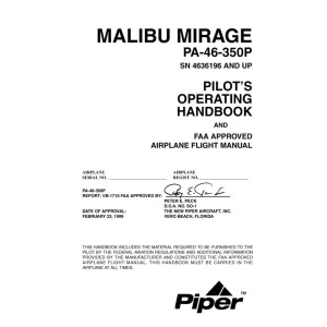 Piper PA-46-350P Malibu Mirage Pilot's Operating Handbook 1999 - 2002