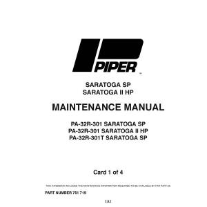 Piper PA-32R-301T Turbo Saratoga SP 761-719 Maintenance Manual 1979 - 1986