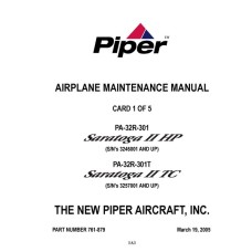Piper PA-32R-301 Saratoga II HP 761-879 Airplane Maintenance Manual 1996 thru 2005