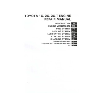 Toyota 1C, 2C and 2C-T Engine Shop Service Repair Manual Toyota 1C, 2C and 2C-T Engine Shop Service Repair Manual
