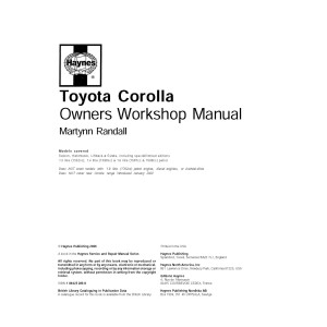 Toyota Corolla E11 Owners Workshop Service Manual 2006